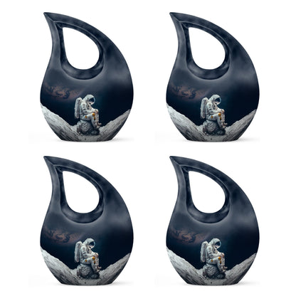 Astronaut themed, Cross Drop design, aluminum urn 