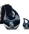 Astronaut themed, Cross Drop design, aluminum urn 