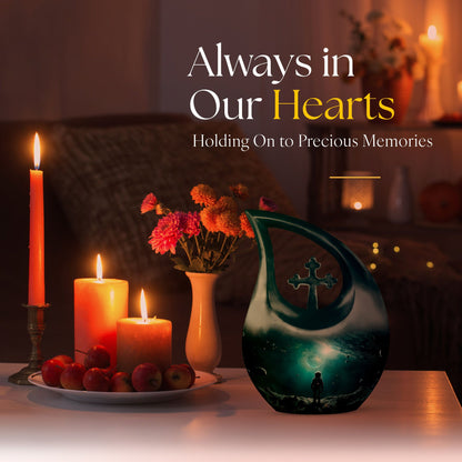10-inch Astronaut Funeral Urn with Cross Drop