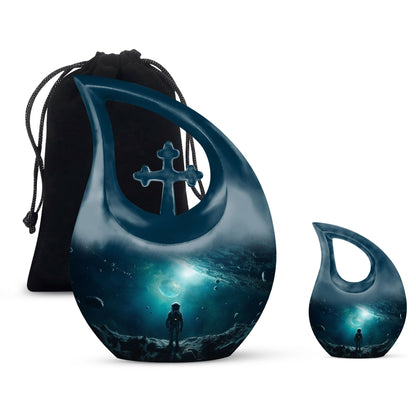 10-inch Astronaut Funeral Urn with Cross Drop
