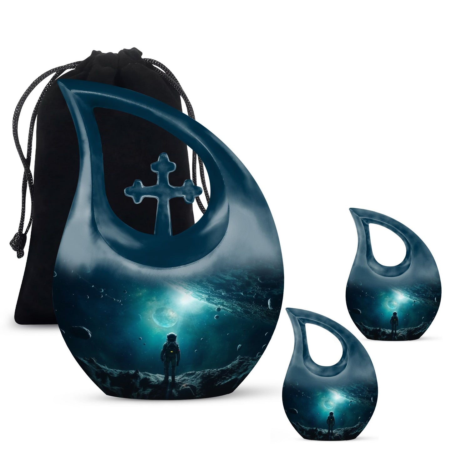 10-inch Astronaut Funeral Urn with Cross Drop