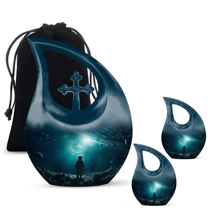 10-inch Astronaut Funeral Urn with Cross Drop