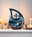 10-inch Astronaut Urn with Cross Drop design,