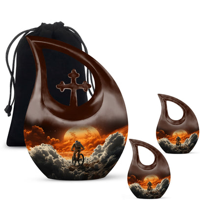 10-inch Astronaut Urn with Cross Drop design, includes personalizable engraved names