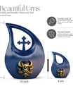 Cross Drop design 10-inch Skull Urn, 