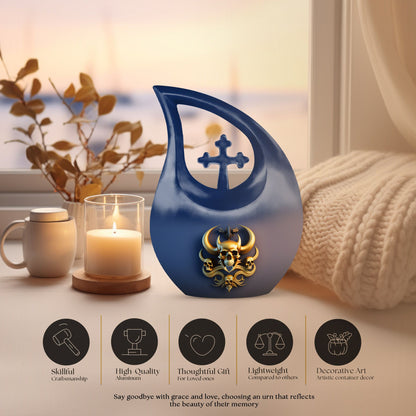 Cross Drop design 10-inch Skull Urn, 