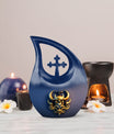 Cross Drop design 10-inch Skull Urn, 