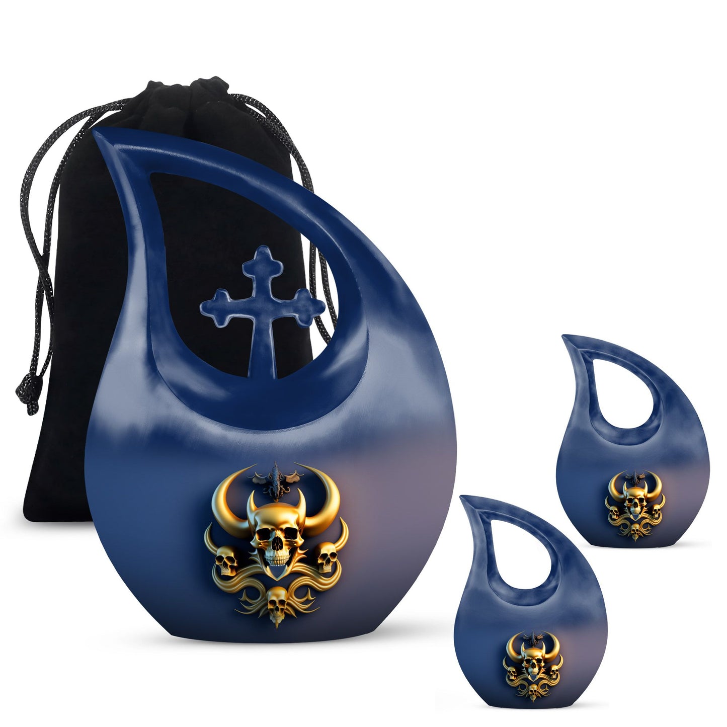 Cross Drop design 10-inch Skull Urn, 
