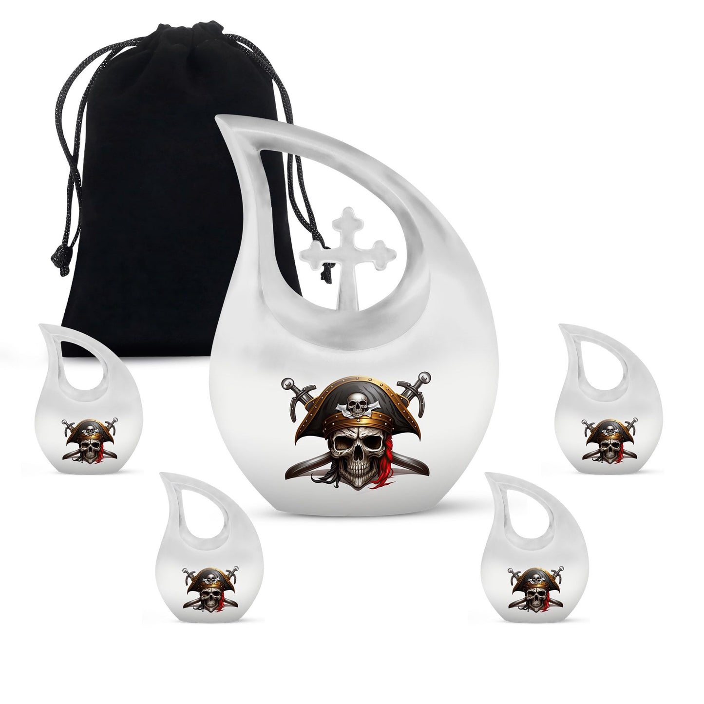10 inch Cross-Drop Skull urn, biodegradable for water 
