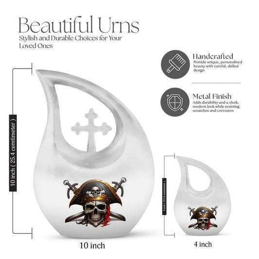 10 inch Cross-Drop Skull urn, biodegradable for water 