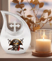 10 inch Cross-Drop Skull urn, biodegradable for water 