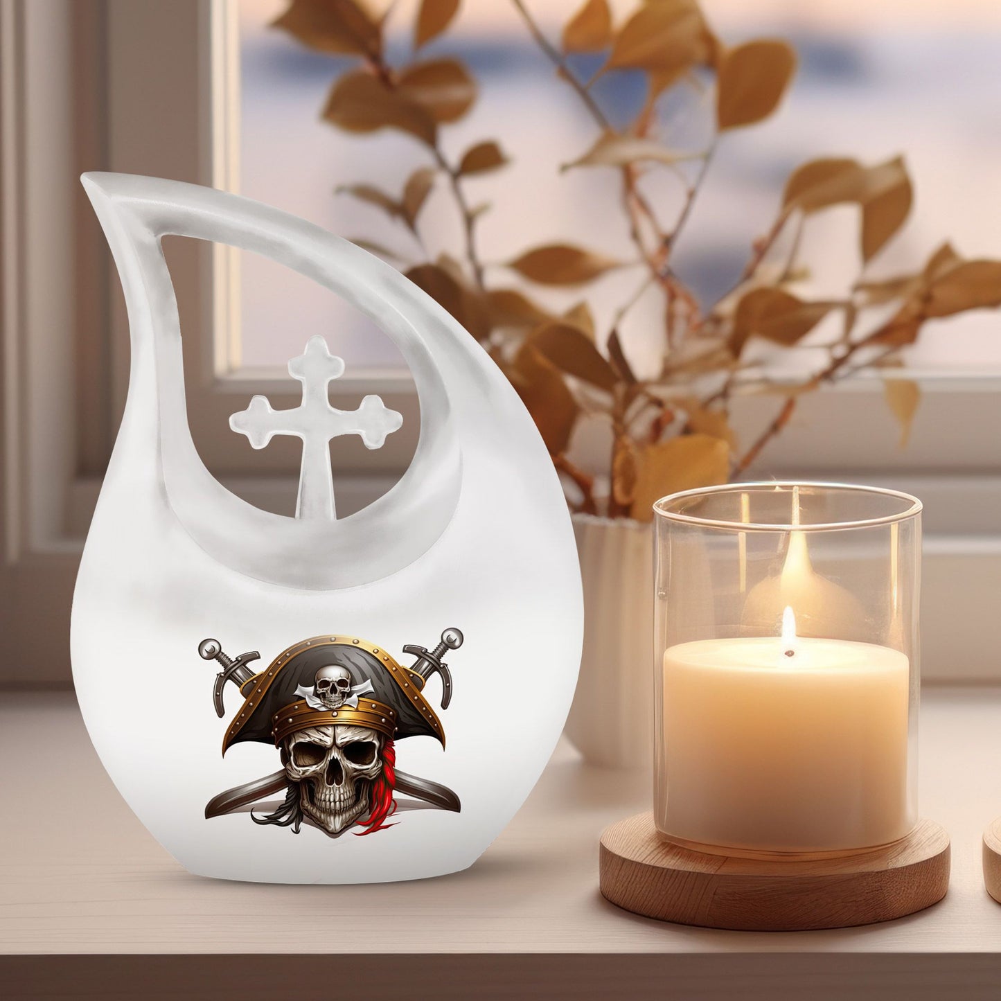 10 inch Cross-Drop Skull urn, biodegradable for water 