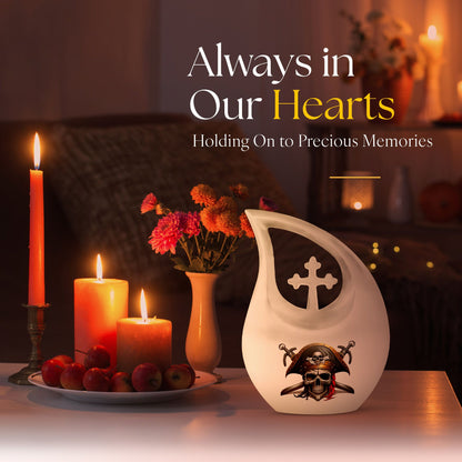 10 inch Cross-Drop Skull urn, biodegradable for water 