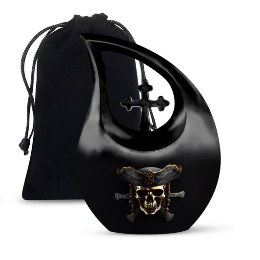 10-inch skull urn with cross drop design for couples, 