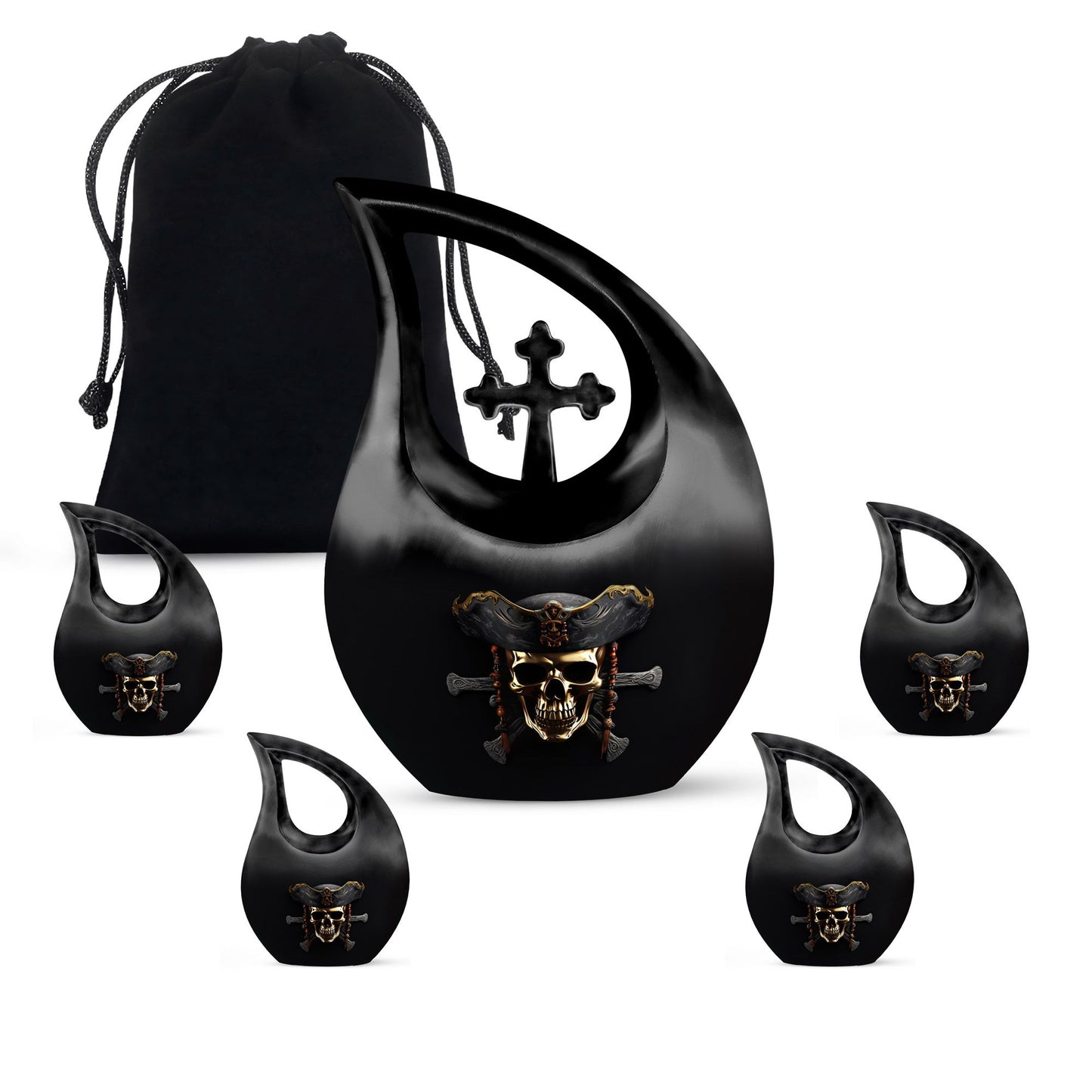 10-inch skull urn with cross drop design for couples, 