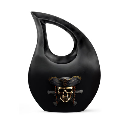 10-inch skull urn with cross drop design for couples, 