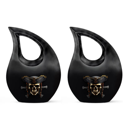 10-inch skull urn with cross drop design for couples, 