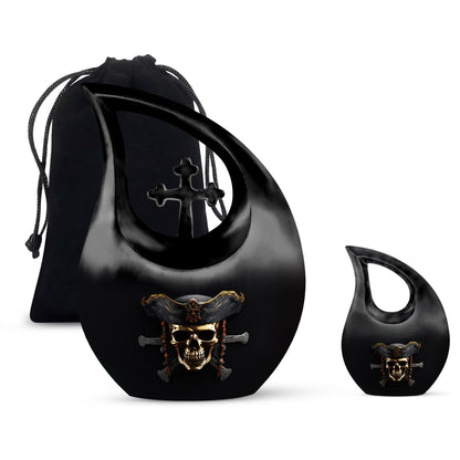 10-inch skull urn with cross drop design for couples, 