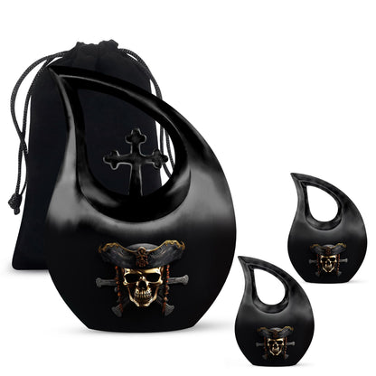 10-inch skull urn with cross drop design for couples, 