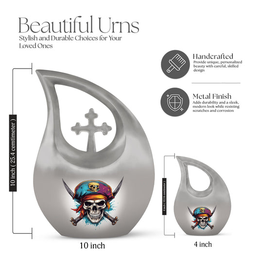 Skull-themed cross drop design, 10 inch large aluminium 