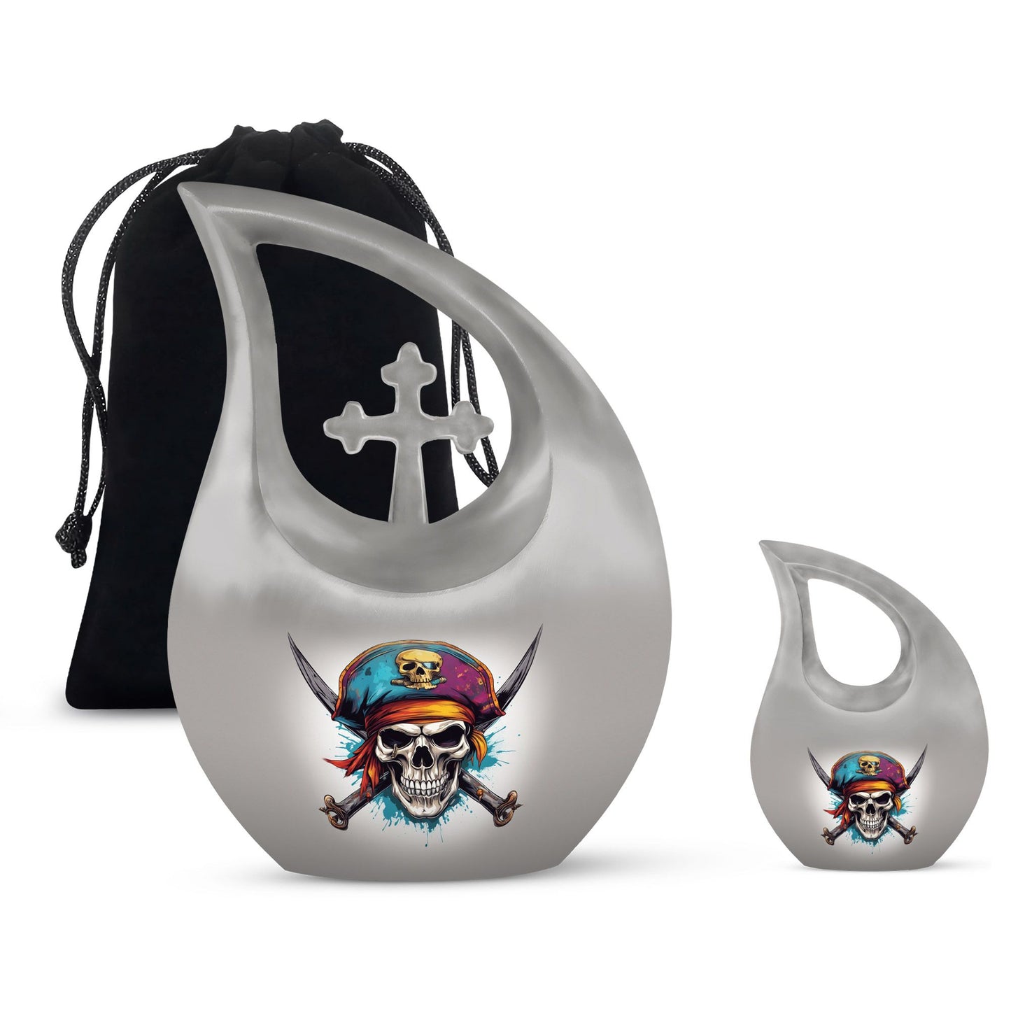 Skull-themed cross drop design, 10 inch large aluminium 