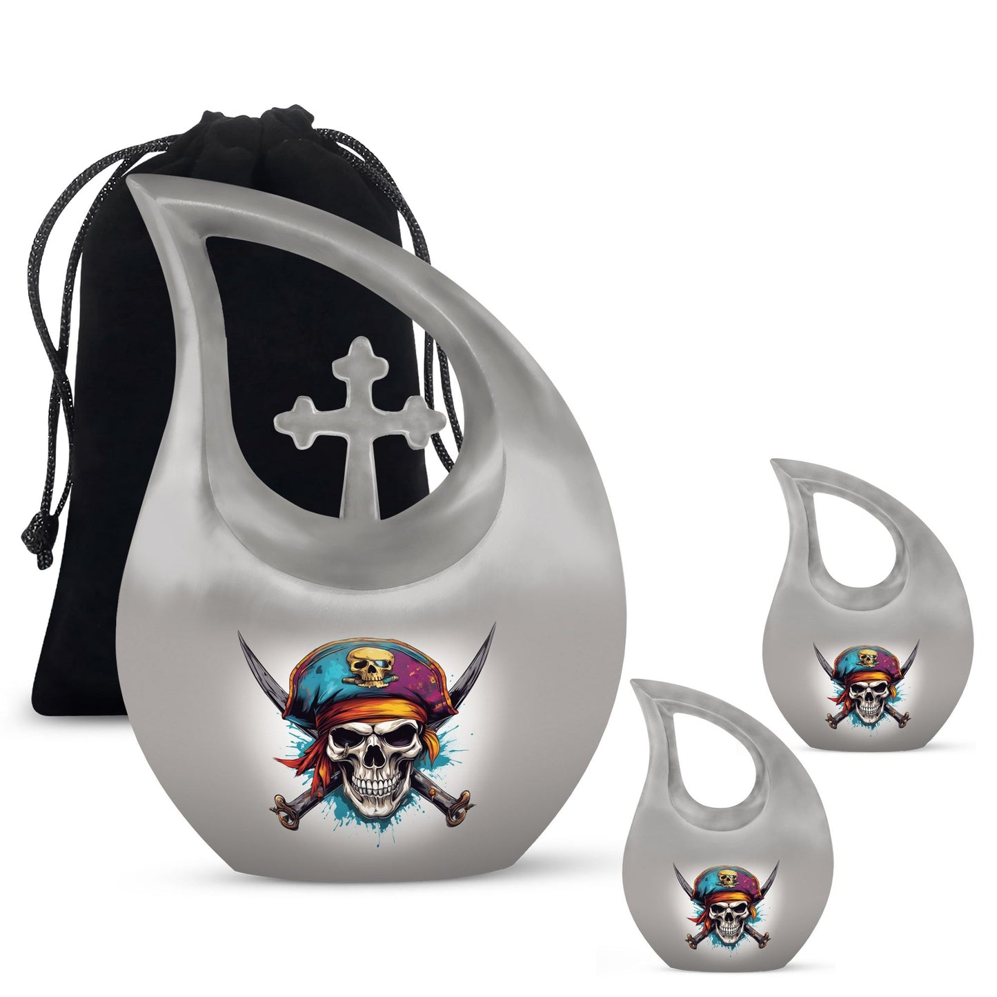 Skull-themed cross drop design, 10 inch large aluminium 