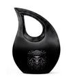 10-inch aluminium Skull Urn with Cross Drop design,