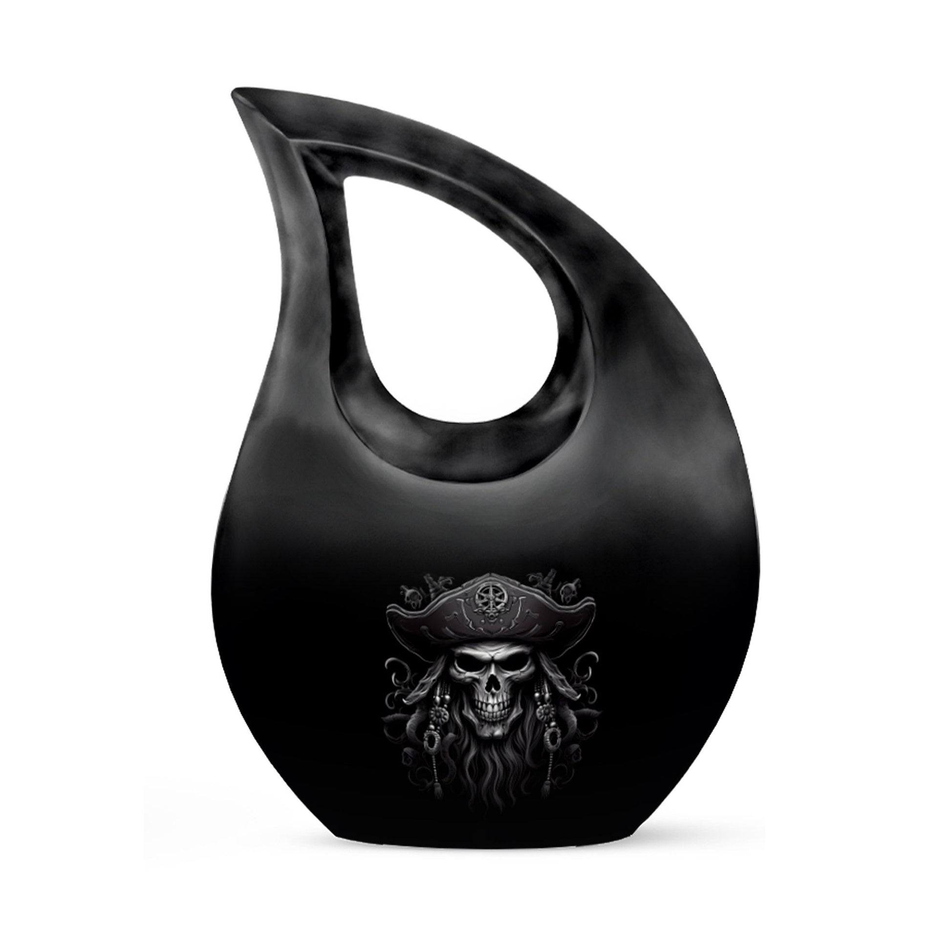 10-inch aluminium Skull Urn with Cross Drop design,