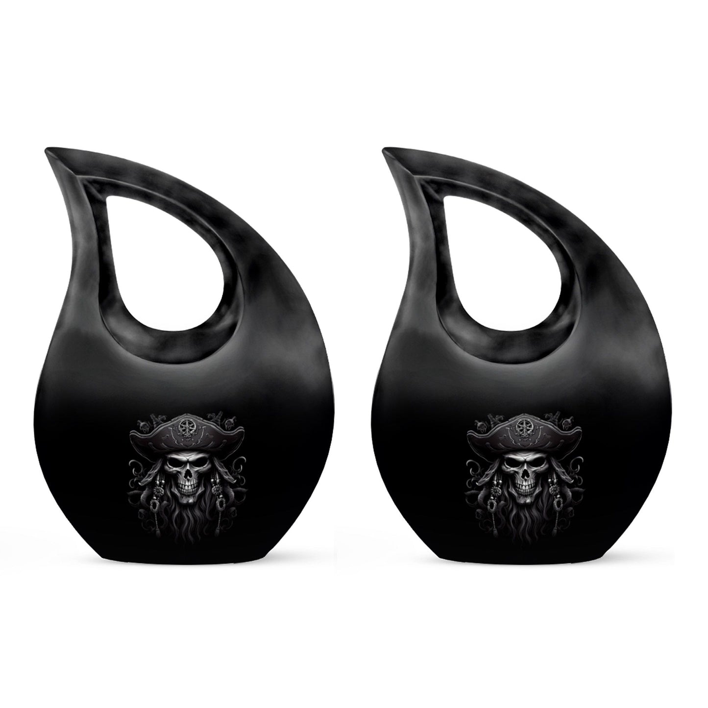 10-inch aluminium Skull Urn with Cross Drop design,