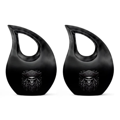 10-inch aluminium Skull Urn with Cross Drop design,