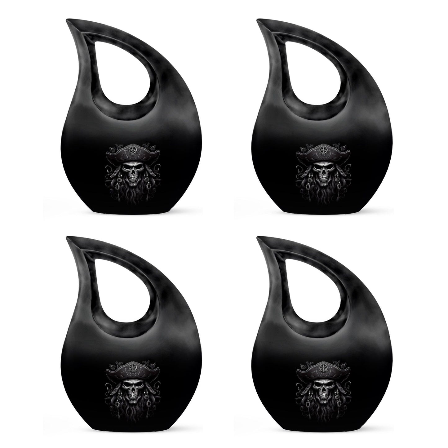 10-inch aluminium Skull Urn with Cross Drop design,