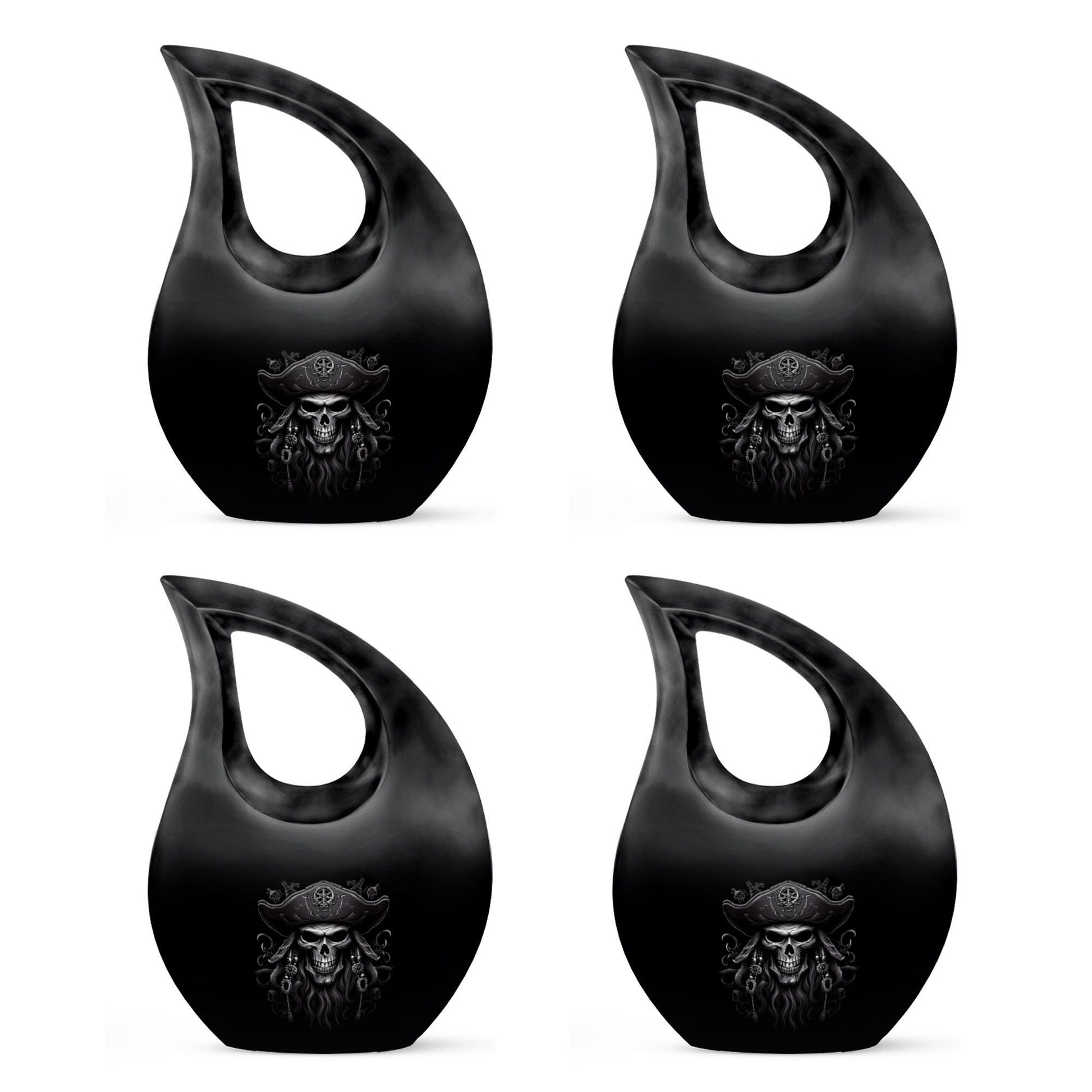 10-inch aluminium Skull Urn with Cross Drop design,