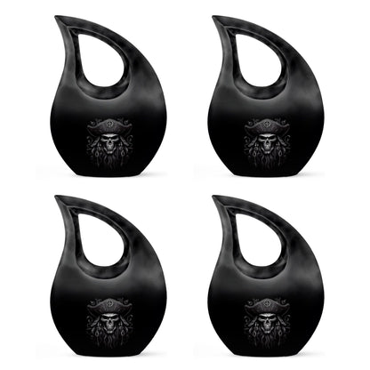 10-inch aluminium Skull Urn with Cross Drop design,