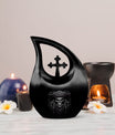10-inch aluminium Skull Urn with Cross Drop design,