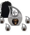 10-inch Skull Urn, Cross Drop design, Aluminium Large Urn 