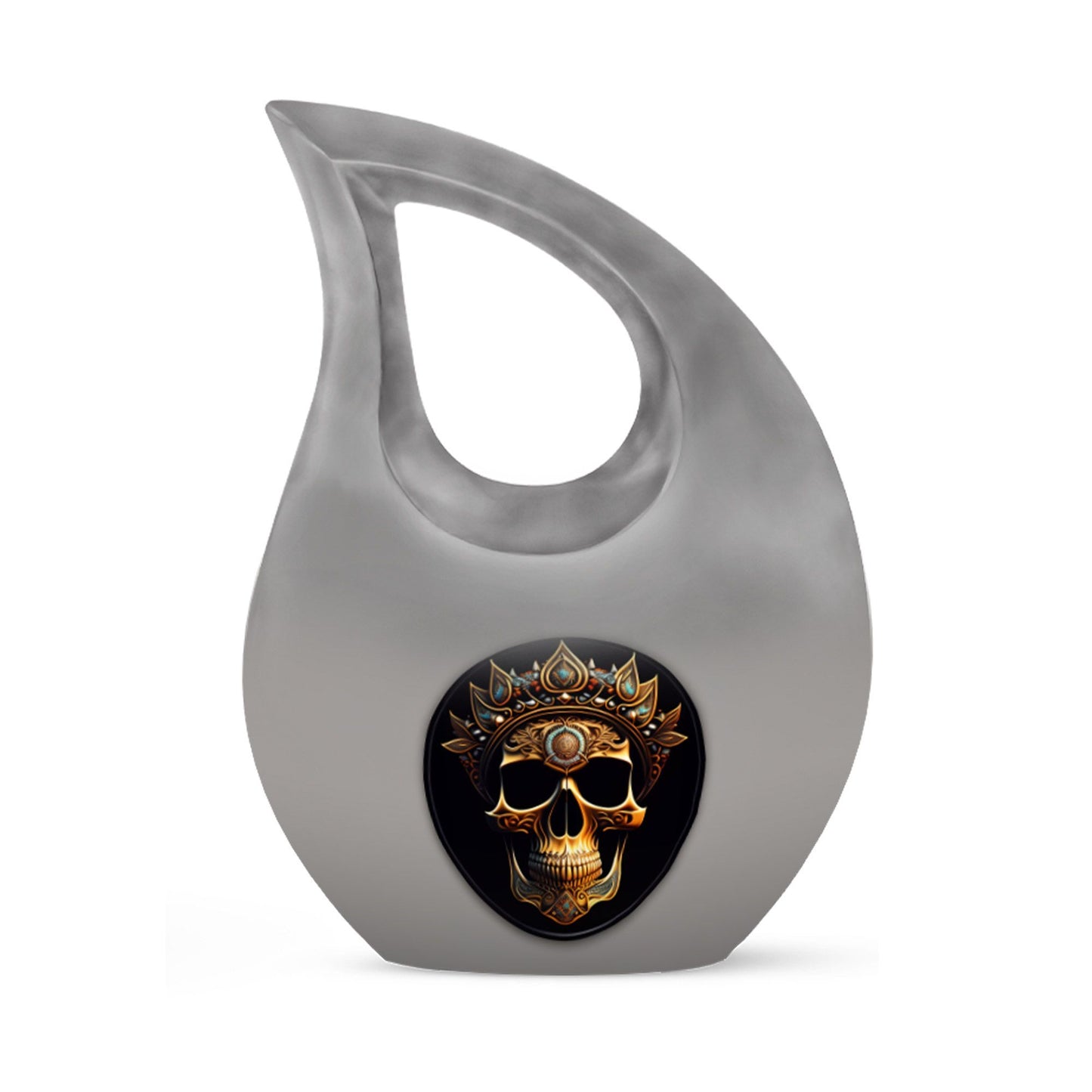10-inch Skull Urn, Cross Drop design, Aluminium Large Urn 