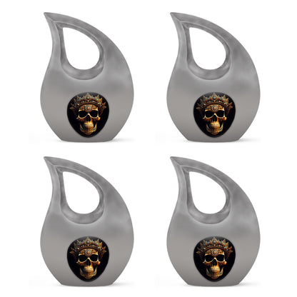 10-inch Skull Urn, Cross Drop design, Aluminium Large Urn 