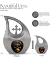 10-inch Skull Urn, Cross Drop design, Aluminium Large Urn 