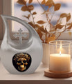 10-inch Skull Urn, Cross Drop design, Aluminium Large Urn 
