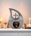 10-inch Skull Urn, Cross Drop design, Aluminium Large Urn 