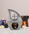 10-inch Skull Urn, Cross Drop design, Aluminium Large Urn 