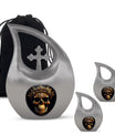 10-inch Skull Urn, Cross Drop design, Aluminium Large Urn 