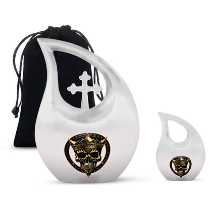 10 Inch Skull-Themed Cross Drop Design Urn for Human Ashes, 