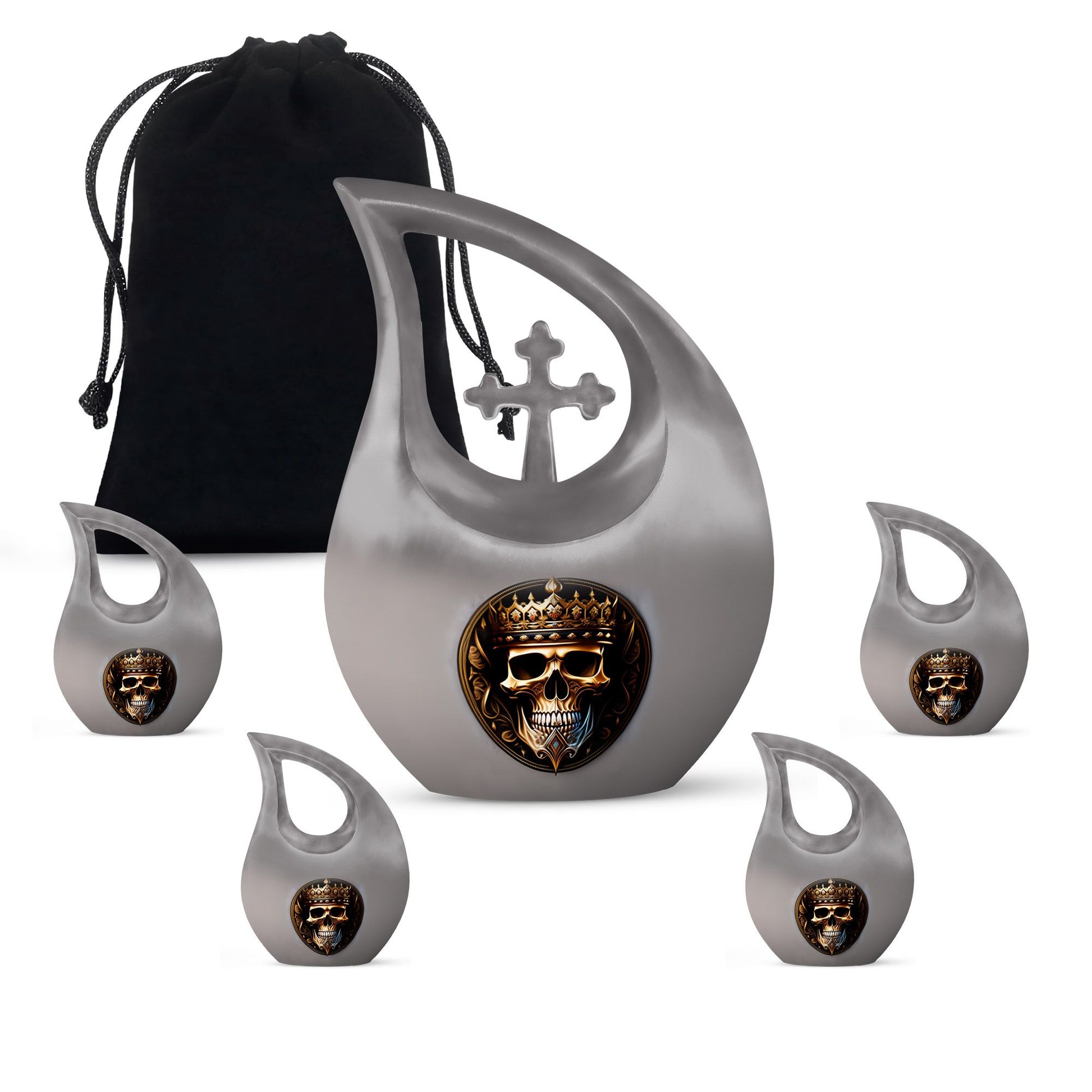 10-inch Skull Urn with Cross Drop design for memorial,