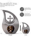 10-inch Skull Urn with Cross Drop design for memorial,