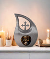 10-inch Skull Urn with Cross Drop design for memorial,