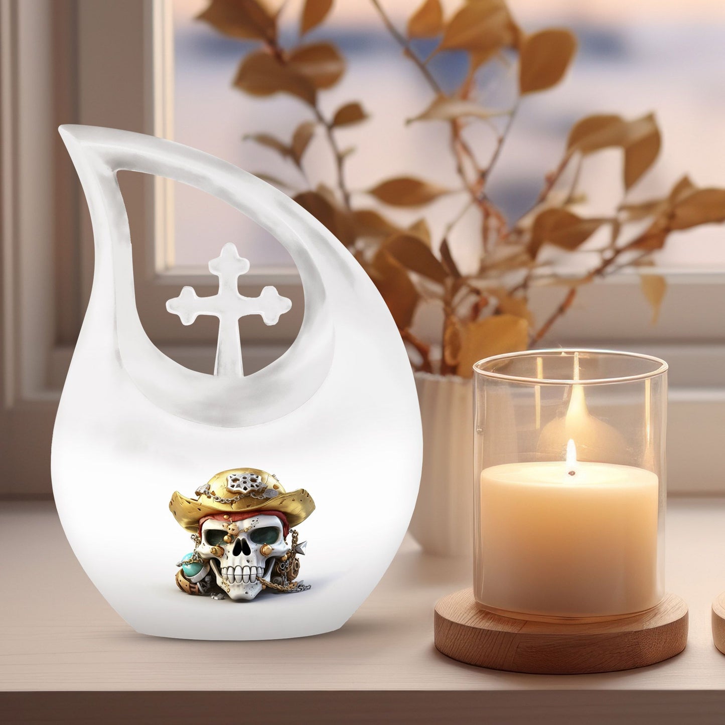 10 inch Skull Themed Aluminum Cross Drop Design 