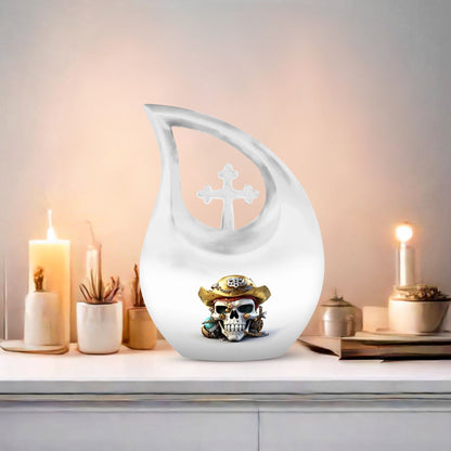 10 inch Skull Themed Aluminum Cross Drop Design 