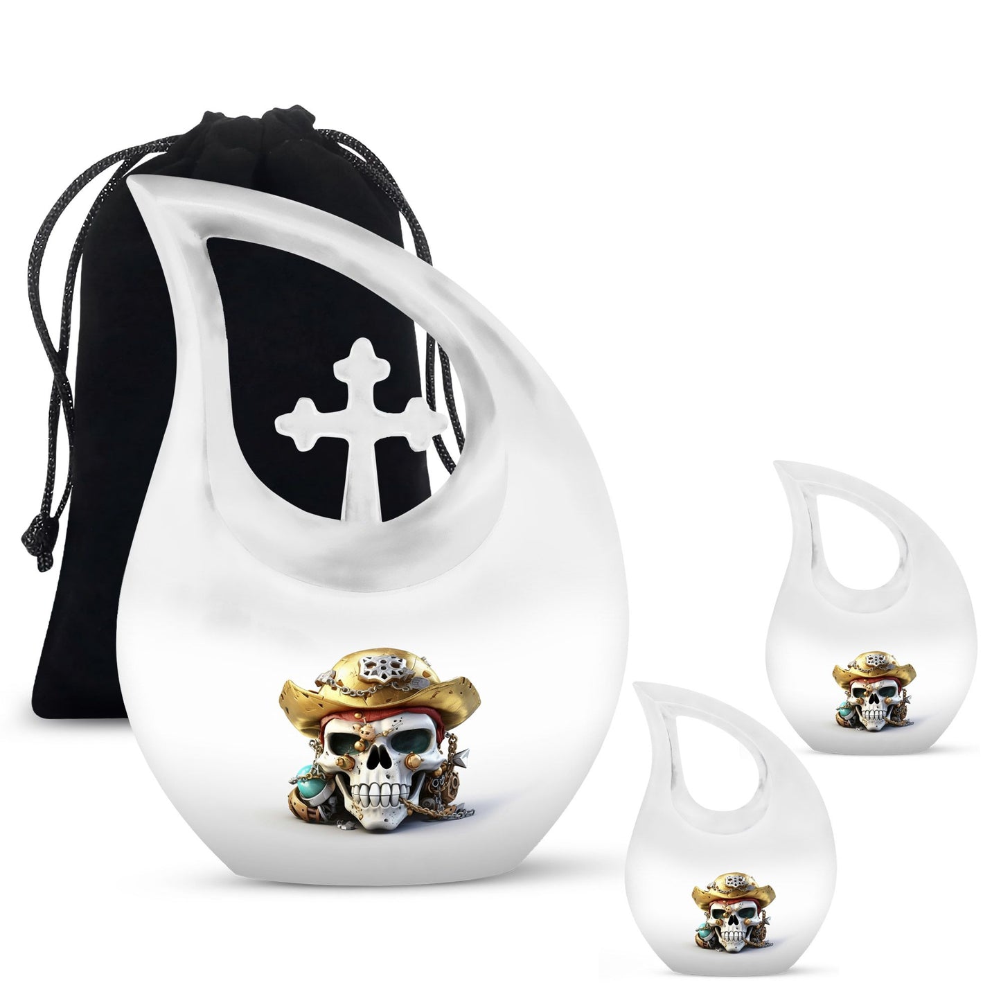 10 inch Skull Themed Aluminum Cross Drop Design 