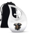 10-inch Skull Urn with Cross Drop design, personalize